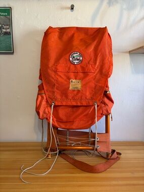 Vintage Orange Mountaineering Pack - Rugged Outdoor Backpack
